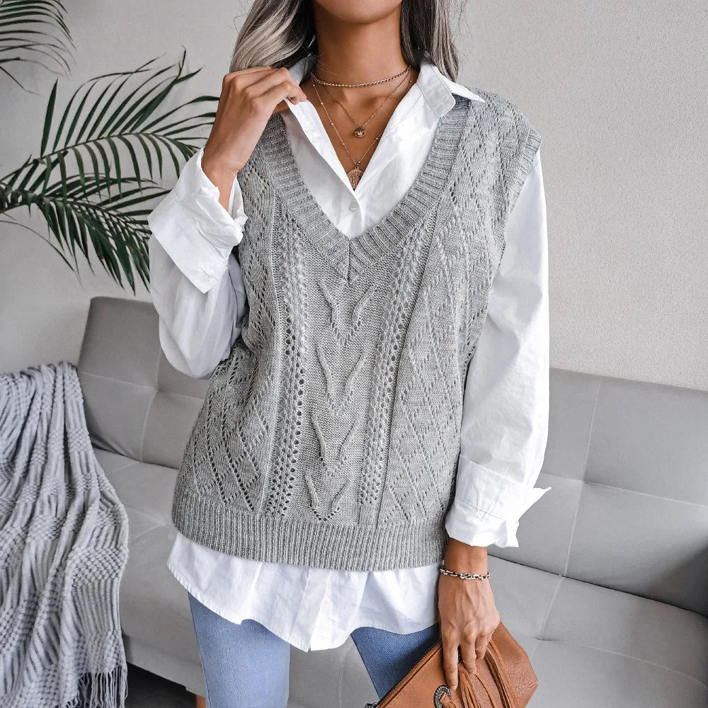 Clodette - Chemise Pull Tricot Sans Manches