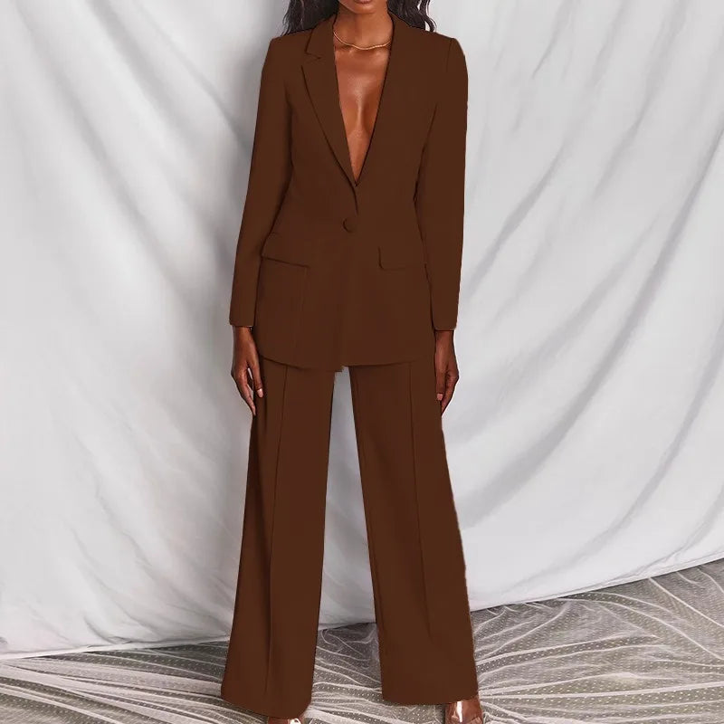 Charlène - Ensemble Blazer Pantalon Chic