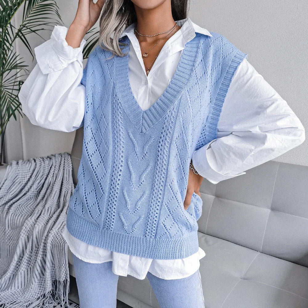 Clodette - Chemise Pull Tricot Sans Manches